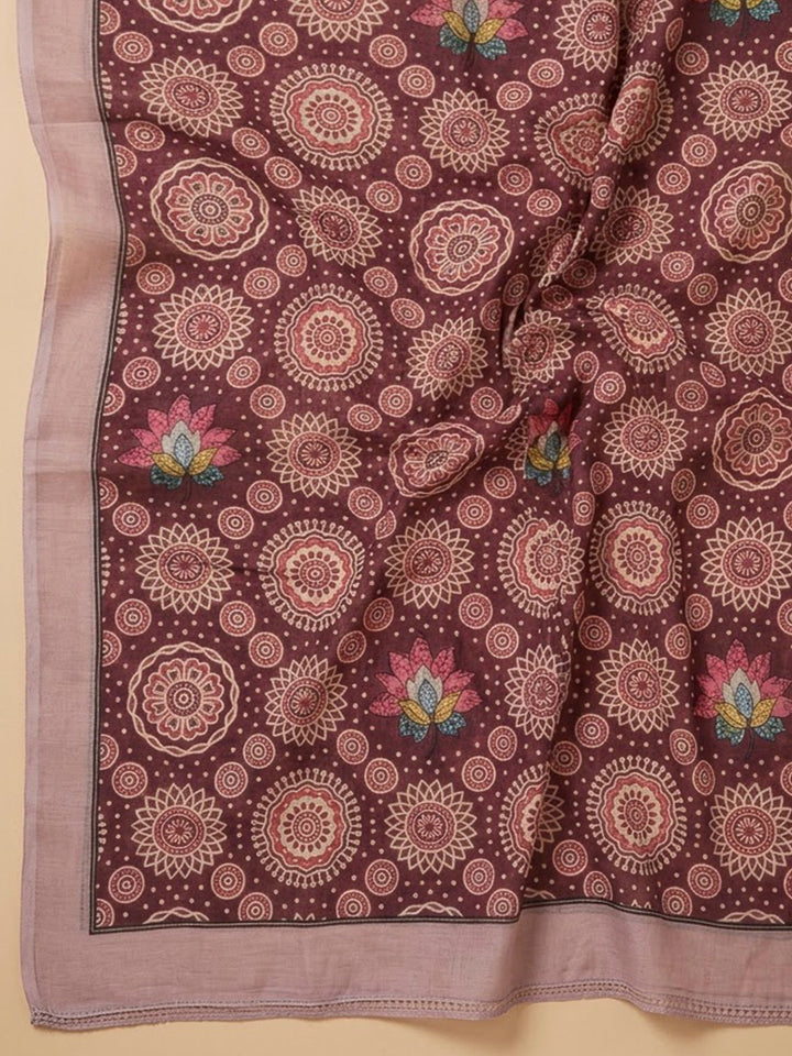 Onion Pink Chanderi Printed Unstitched Dress Material