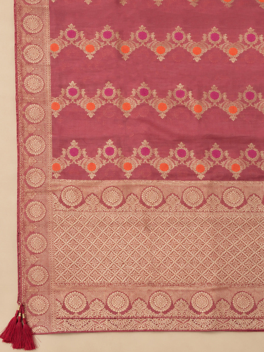 Onion Pink Tissue Embroidered Unstitched Dress Material