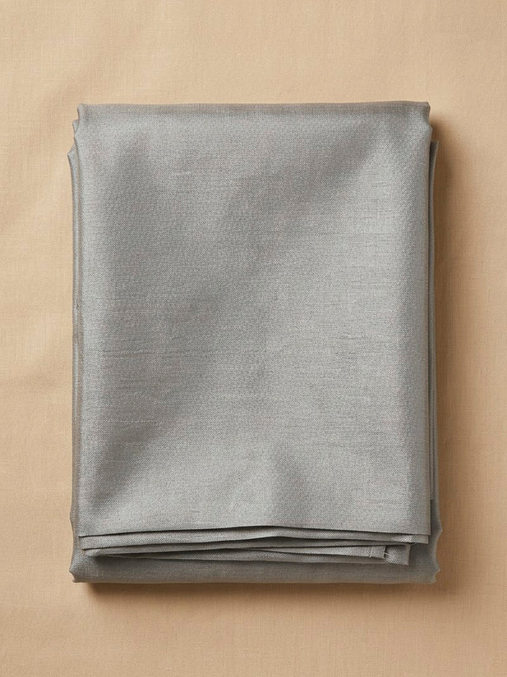 Grey Chanderi Embroidered Unstitched Dress Material