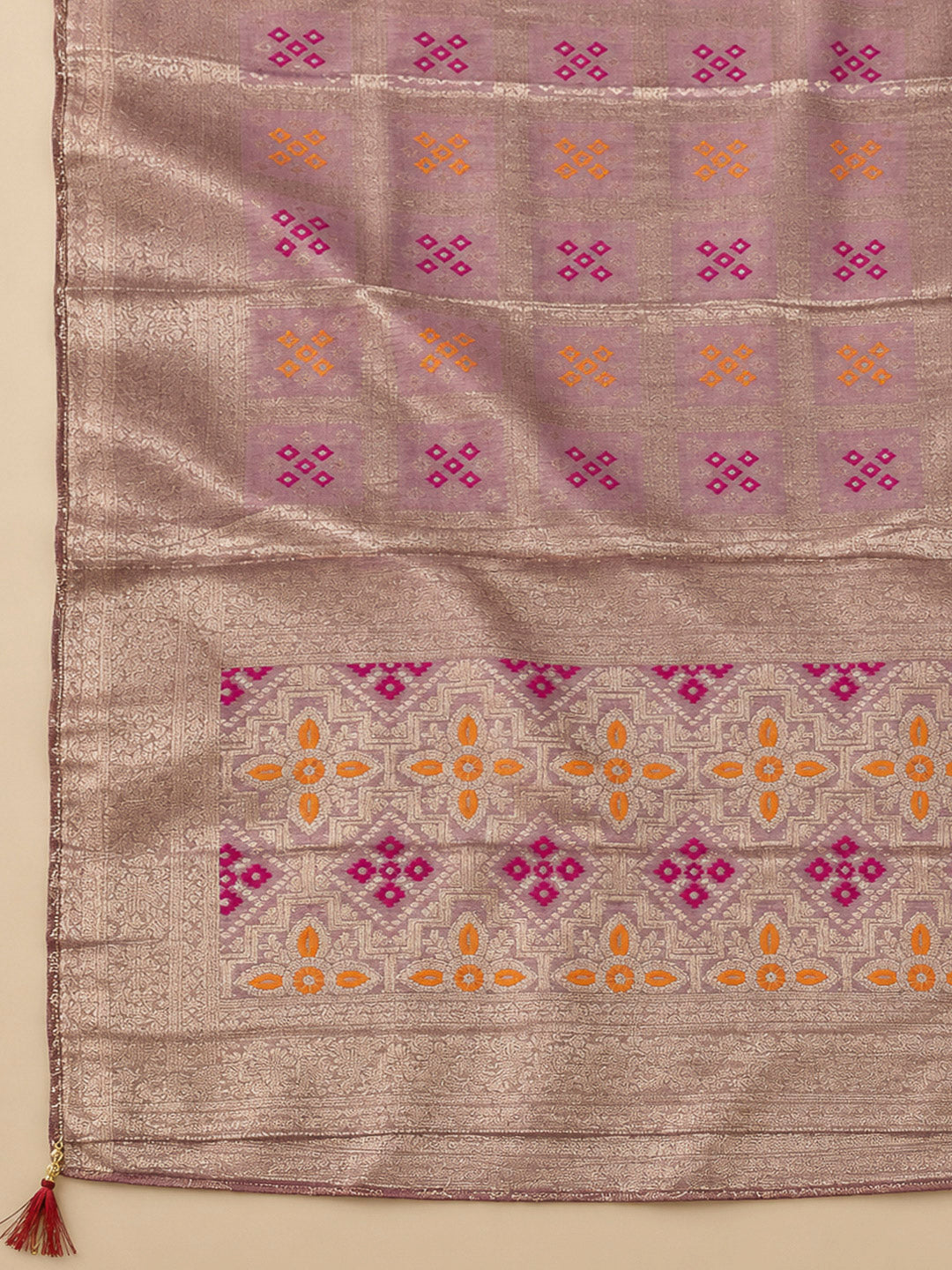 Onion Pink Tissue Embroidered Unstitched Dress Material