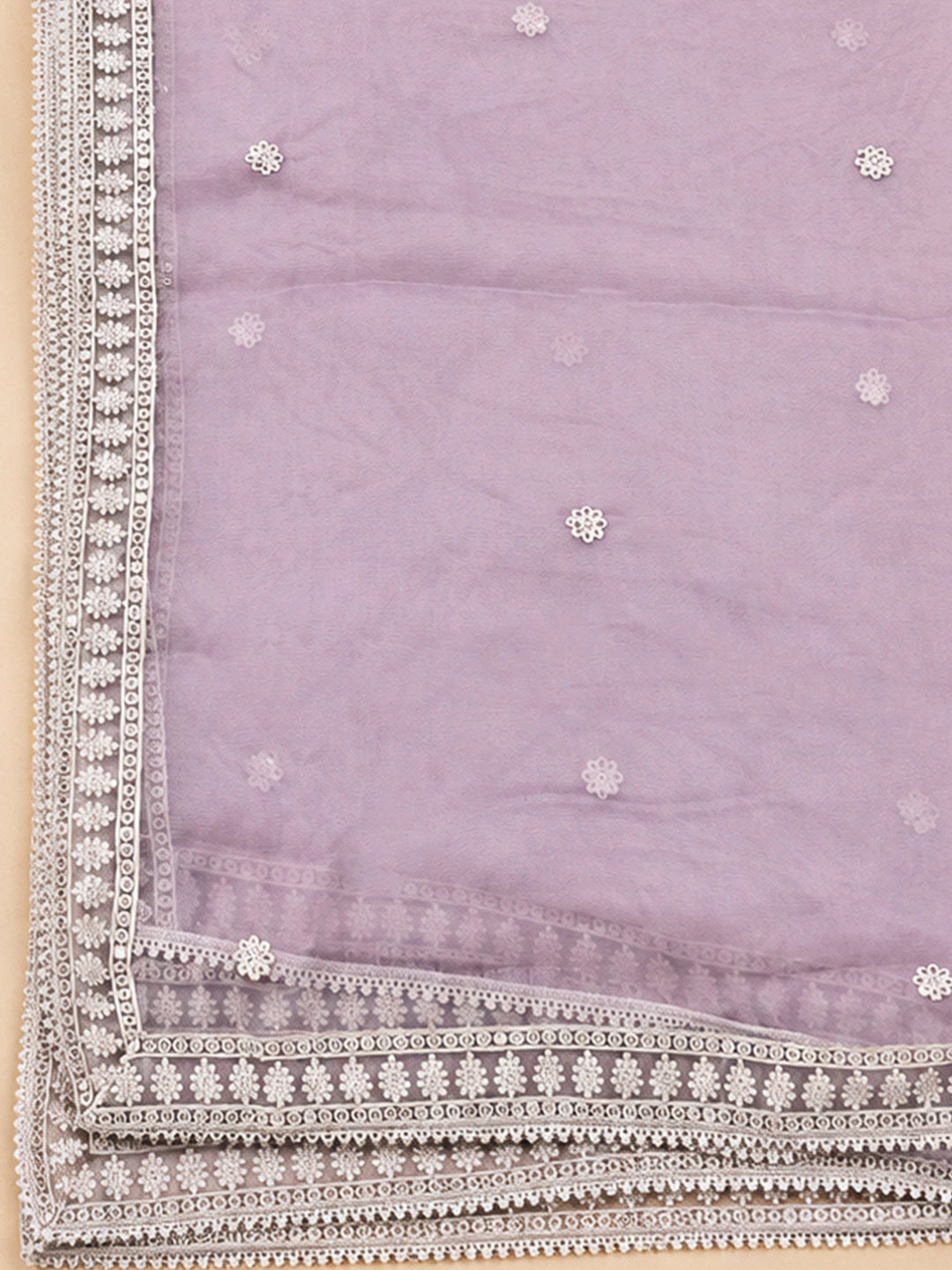 Onion Pink Chanderi Embroidered Unstitched Dress Material
