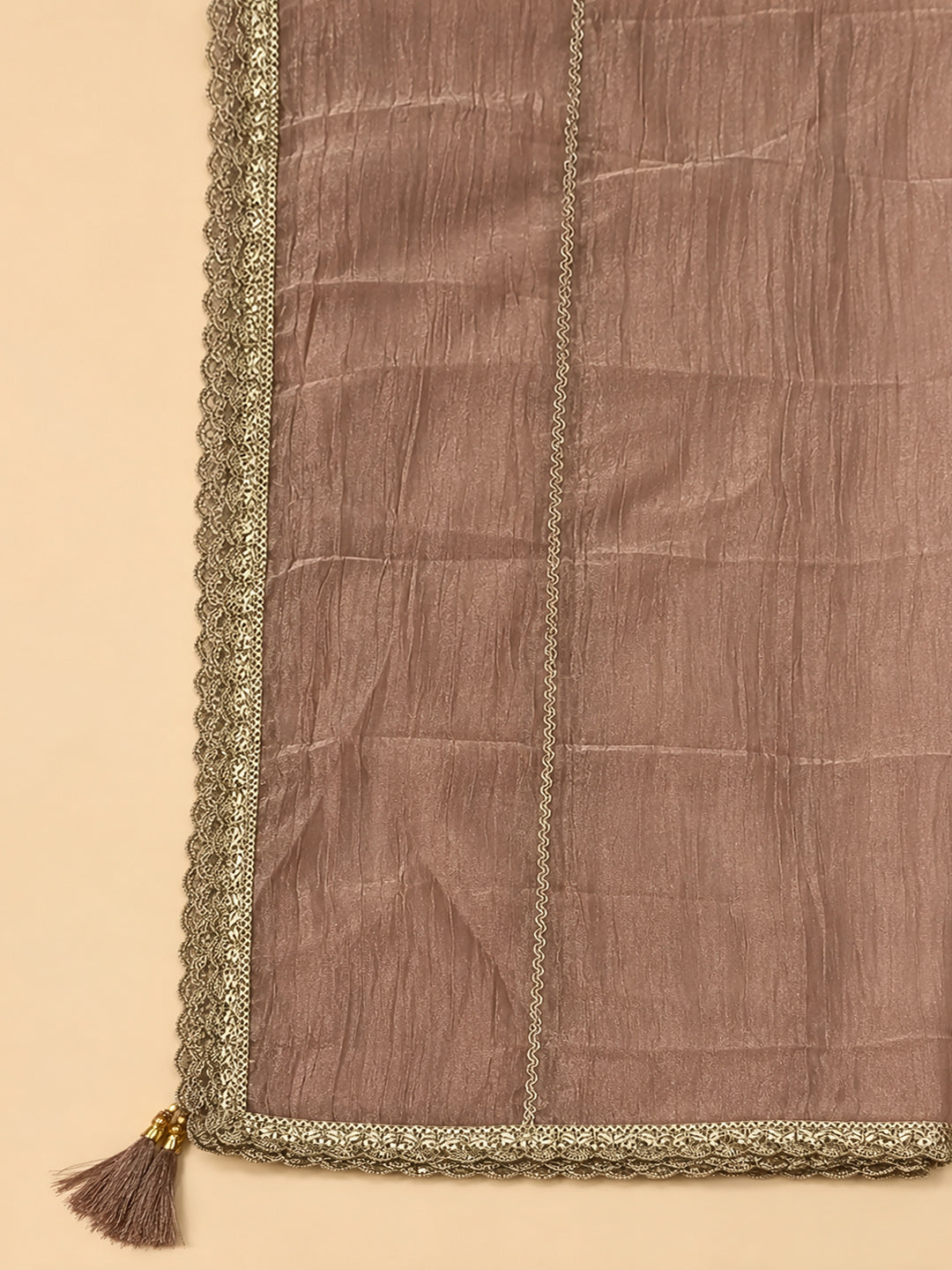 Peach Organza Embroidered Unstitched Dress Material