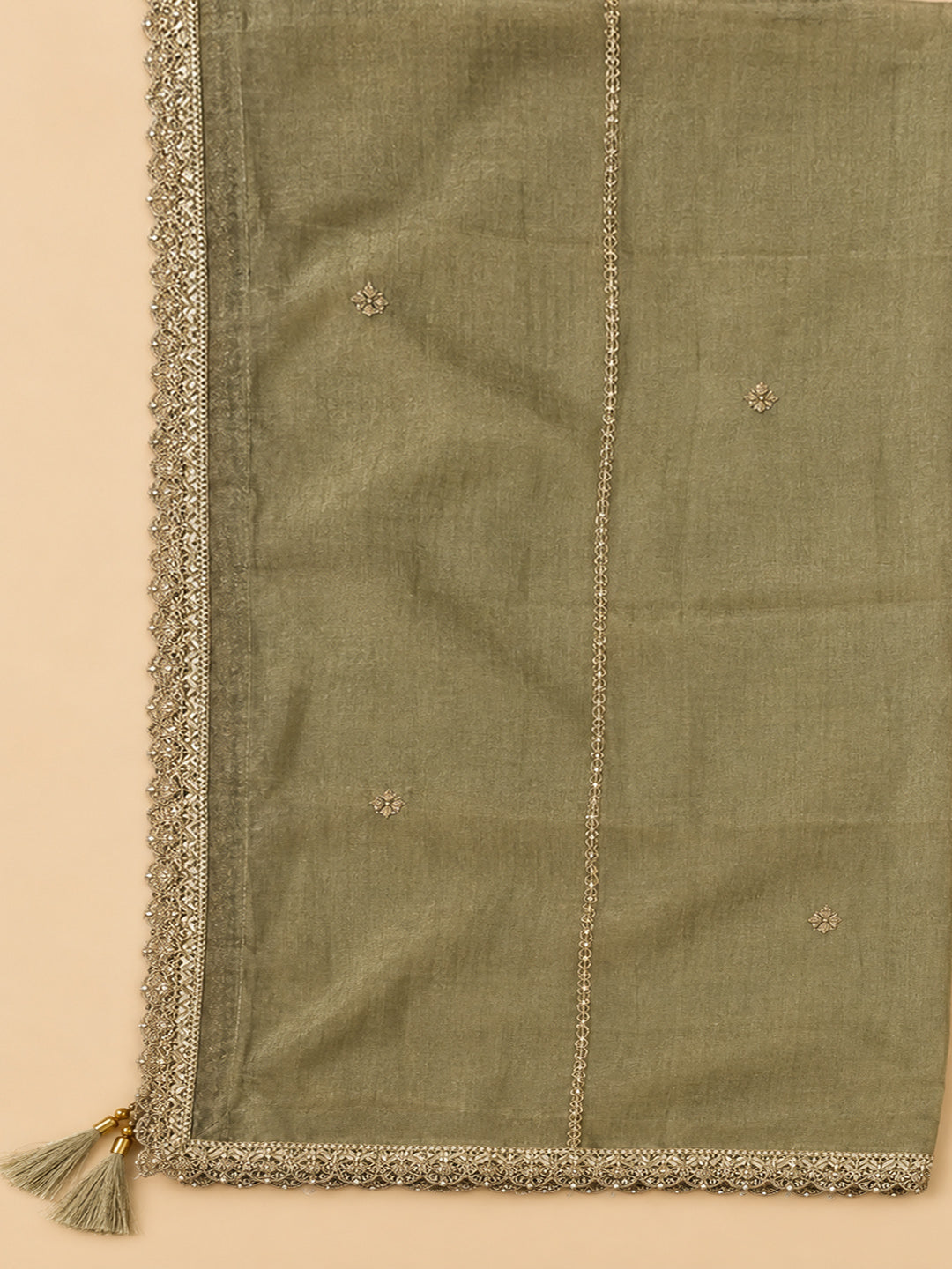 Pista Green Organza Embroidered Unstitched Dress Material