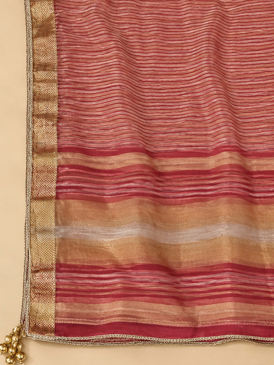 Onion Pink Chanderi Embroidered Unstitched Dress Material