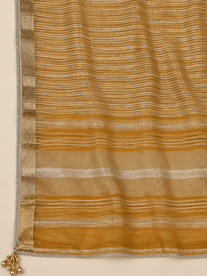 Rust Chanderi Embroidered Unstitched Dress Material