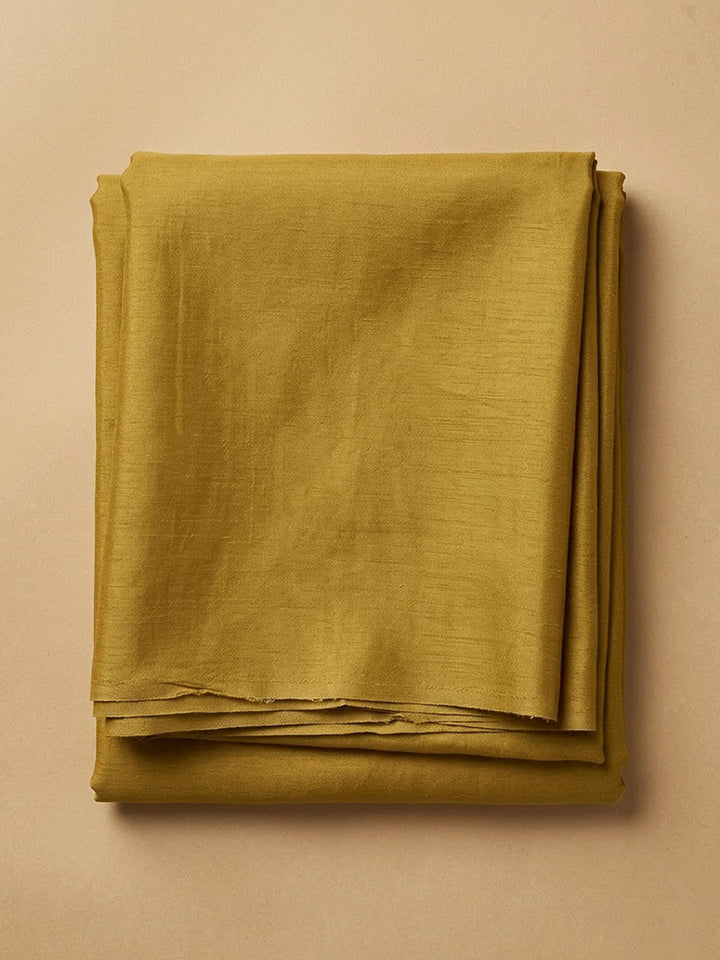 Mustard Chanderi Embroidered Unstitched Dress Material