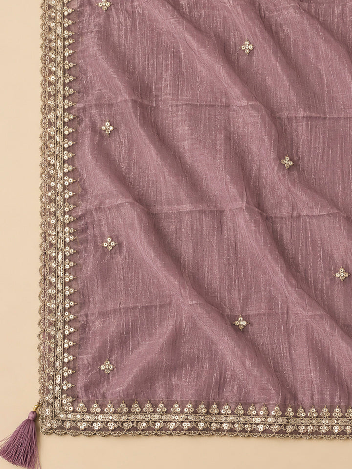 Onion Pink Organza Embroidered Unstitched Dress Material
