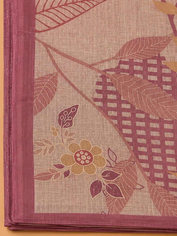 Onion Pink Chanderi Embroidered Unstitched Dress Material