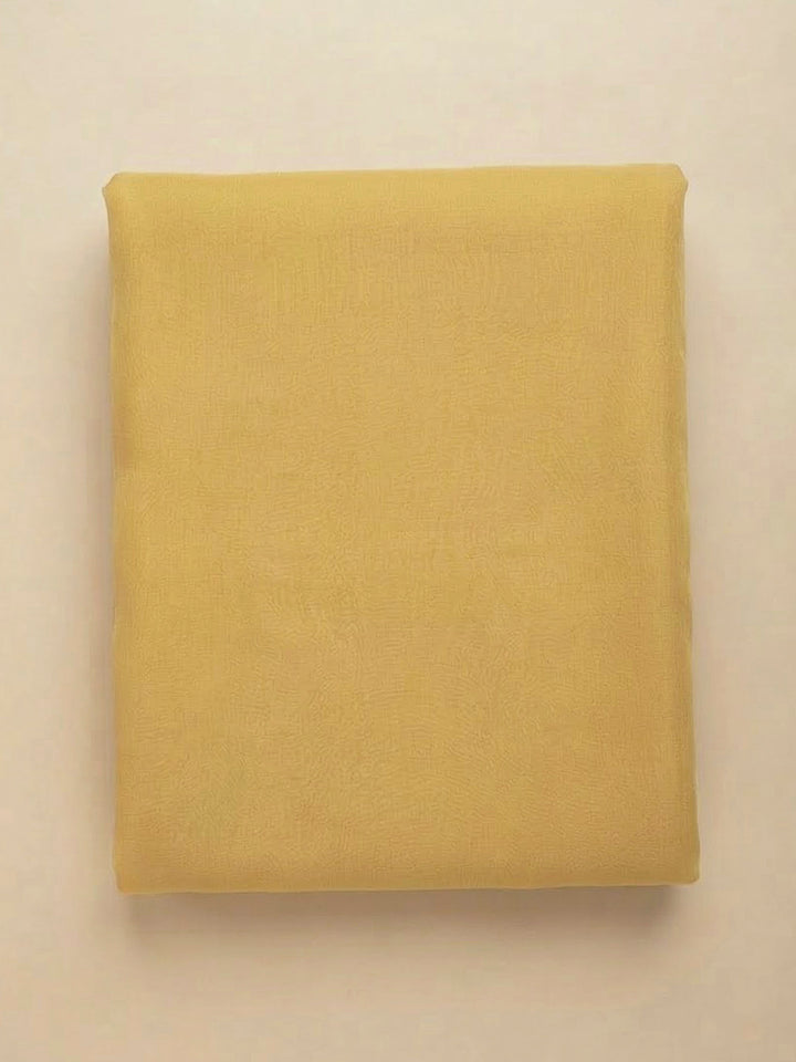 Yellow Organza Embroidered Unstitched Dress Material