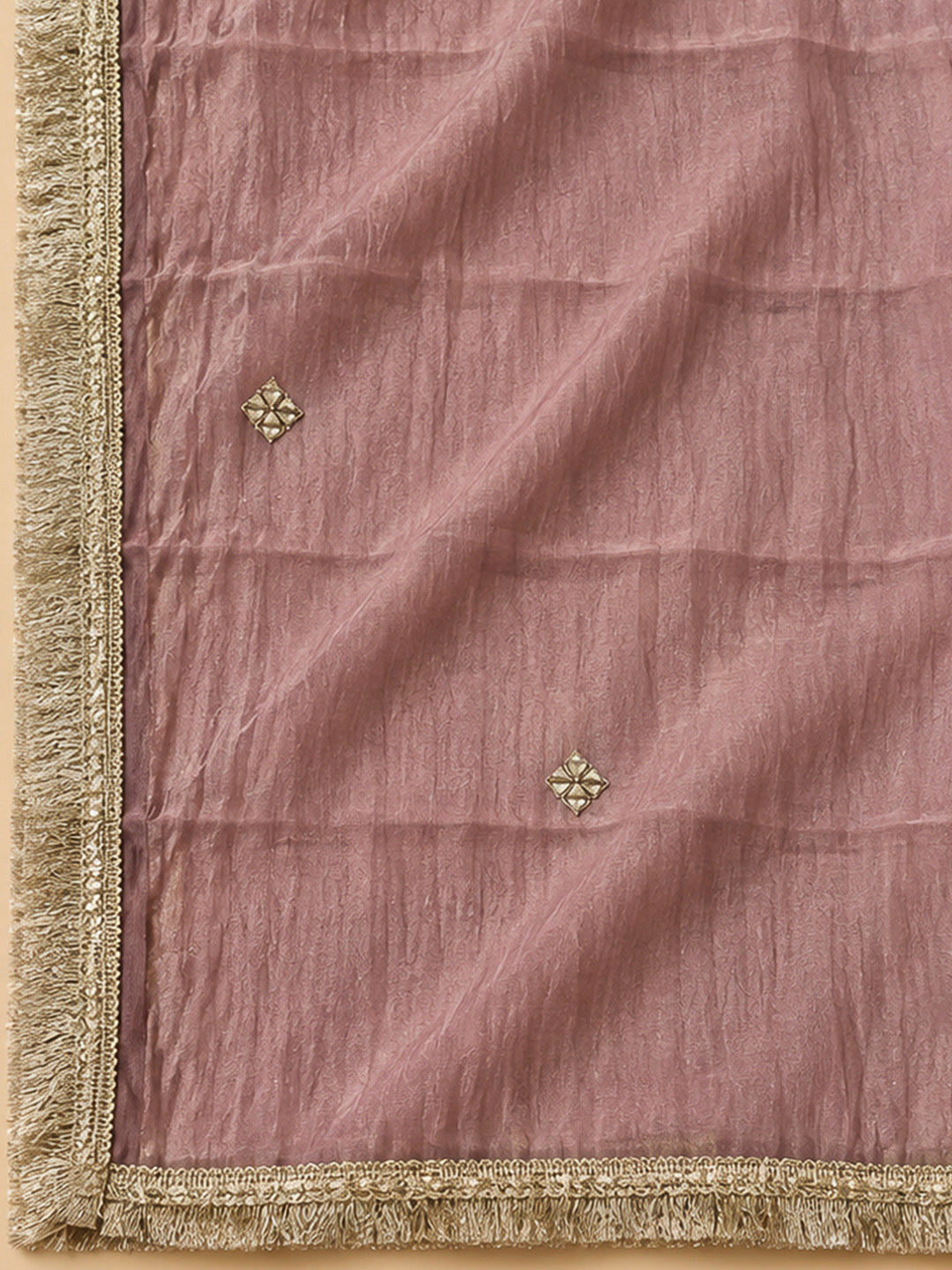 Onion Pink Organza Embroidered Unstitched Dress Material