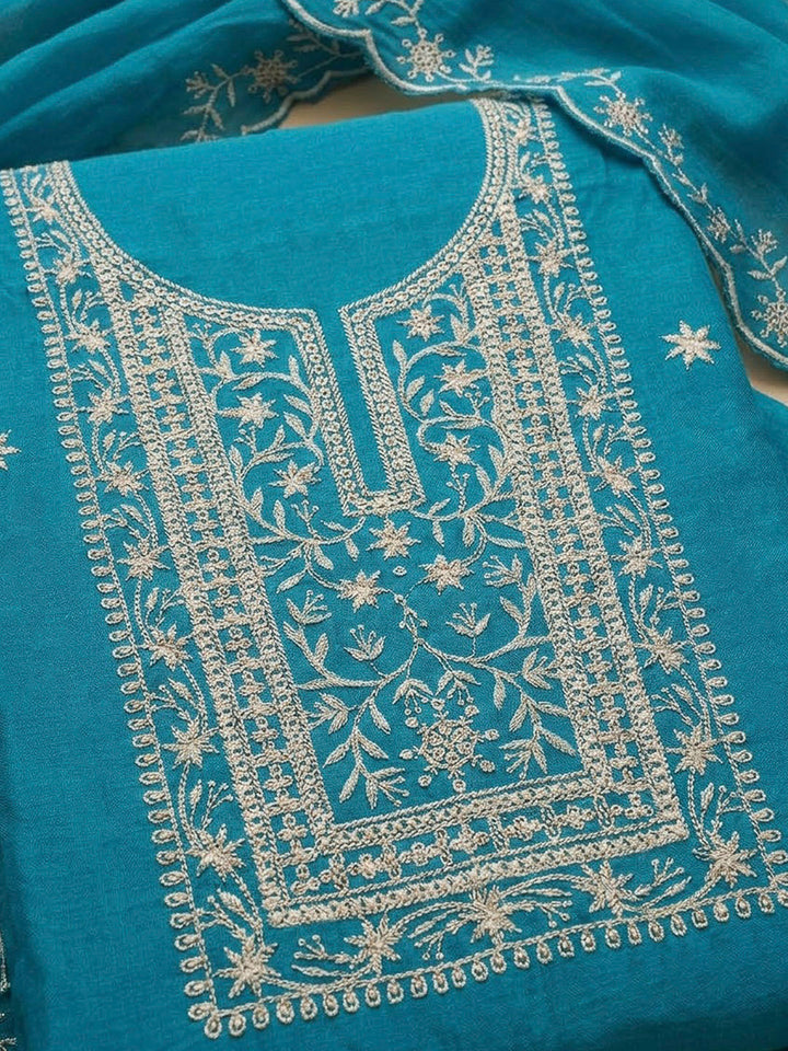 Firozee Chanderi Embroidered Unstitched Dress Material