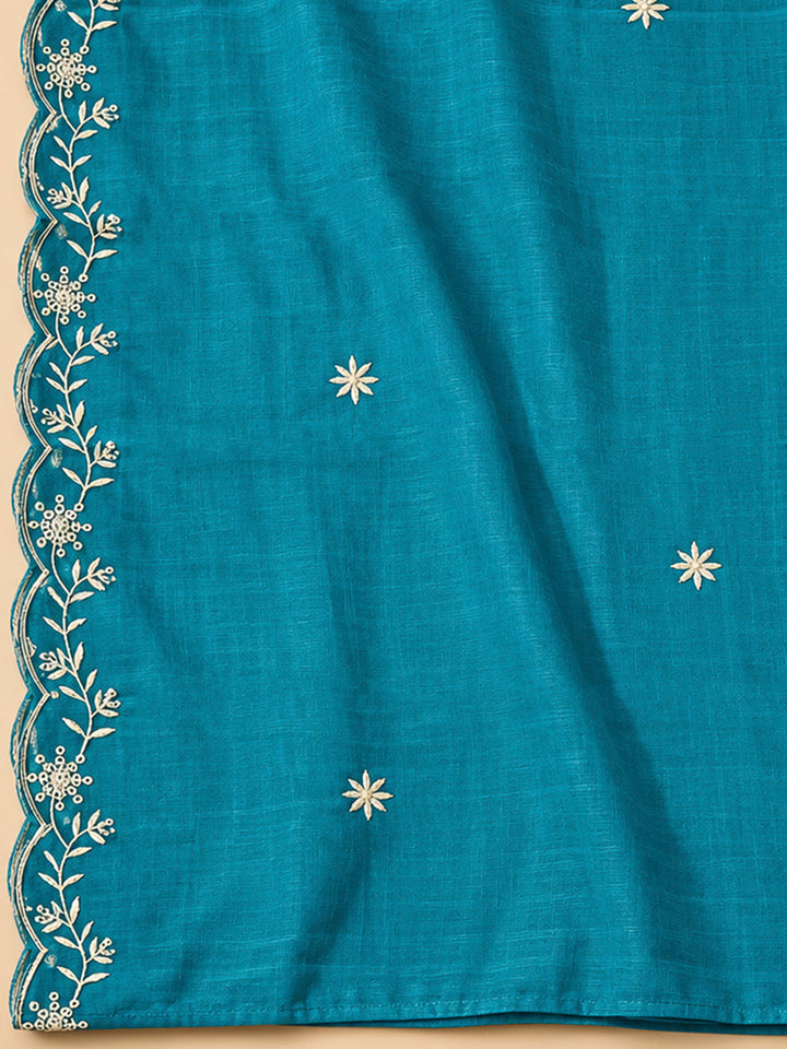 Firozee Chanderi Embroidered Unstitched Dress Material