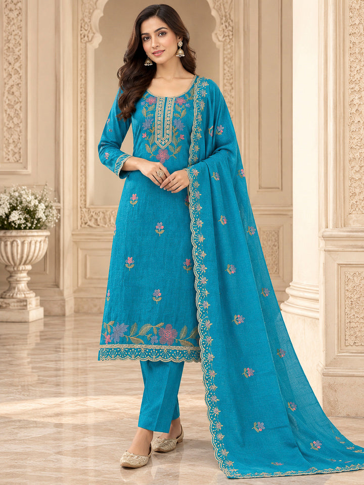 Firozee Cotton Blend Embroidered Unstitched Dress Material