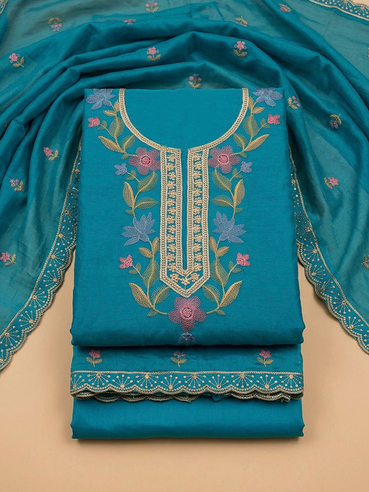 Firozee Cotton Blend Embroidered Unstitched Dress Material