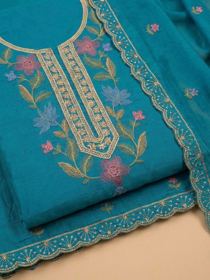 Firozee Cotton Blend Embroidered Unstitched Dress Material