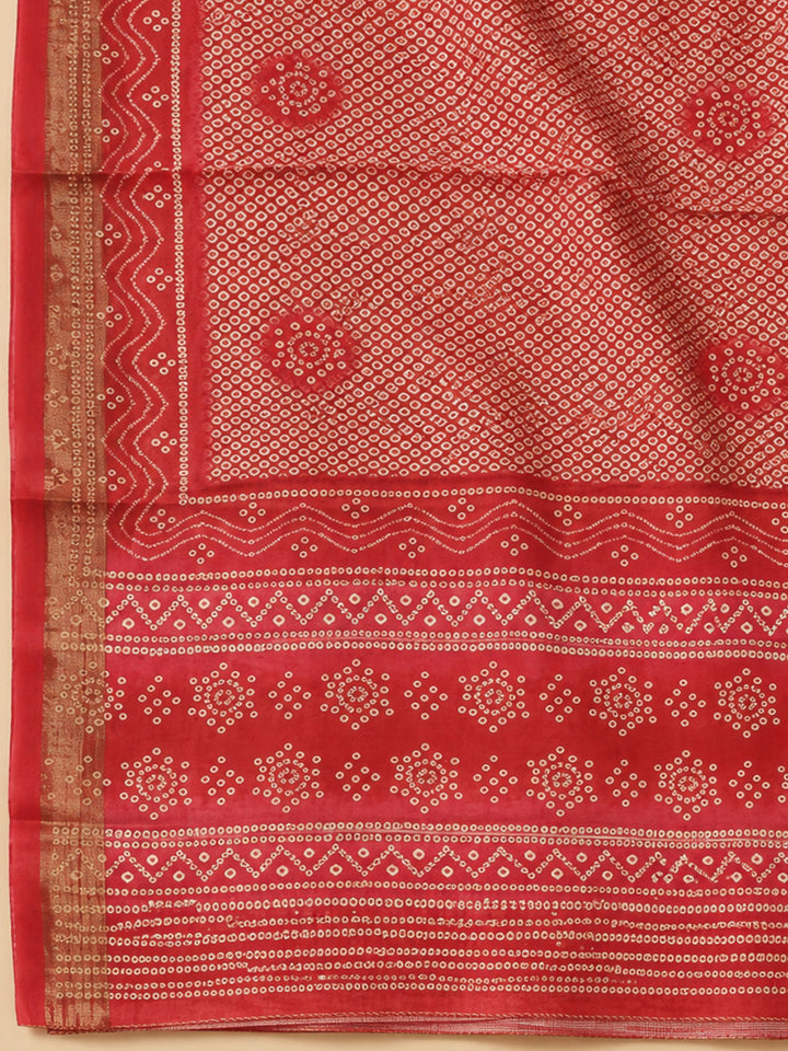 Hot Pink Chanderi Embroidered Unstitched Dress Material