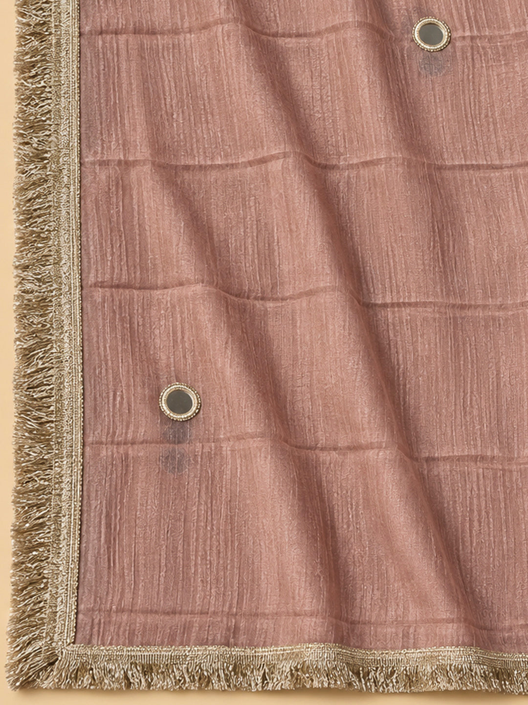 Peach Organza Embroidered Unstitched Dress Material
