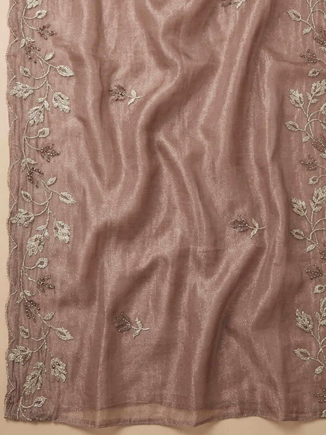 Onion Pink Organza Embroidered Unstitched Dress Material