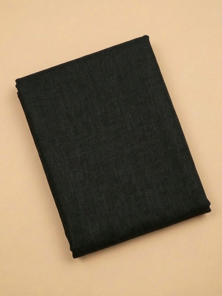 Black Cotton Blend Embroidered Unstitched Dress Material