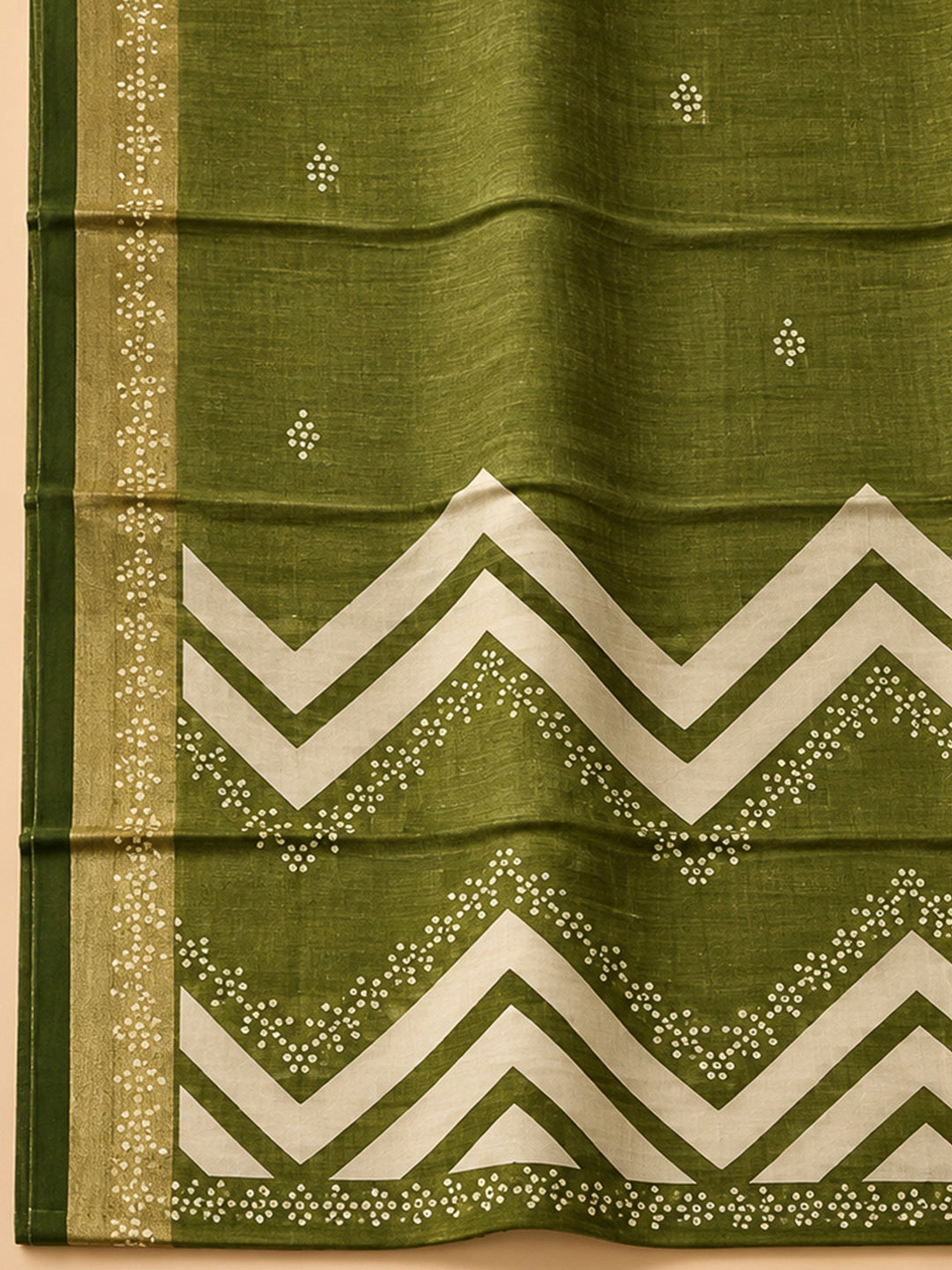 Mehndi Cotton Blend Embroidered Unstitched Dress Material