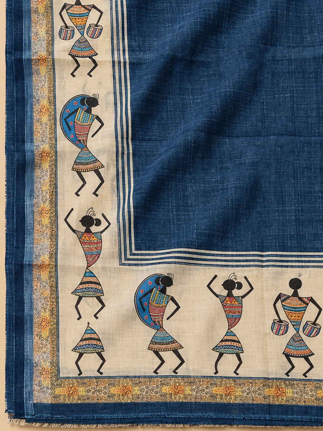Blue Chanderi Embroidered Unstitched Dress Material