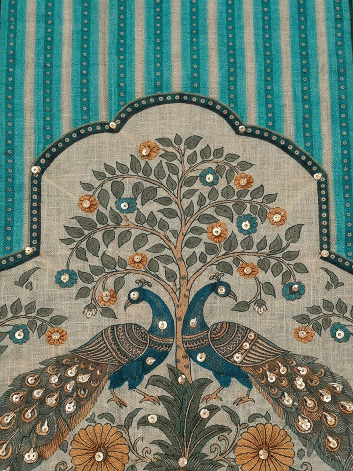 Firozee Linen Blend Printed Unstitched Dress Material