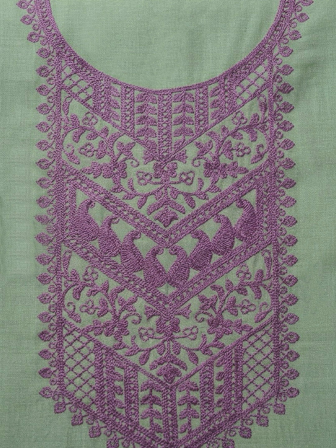 Aqua Green Chanderi Embroidered Unstitched Dress Material