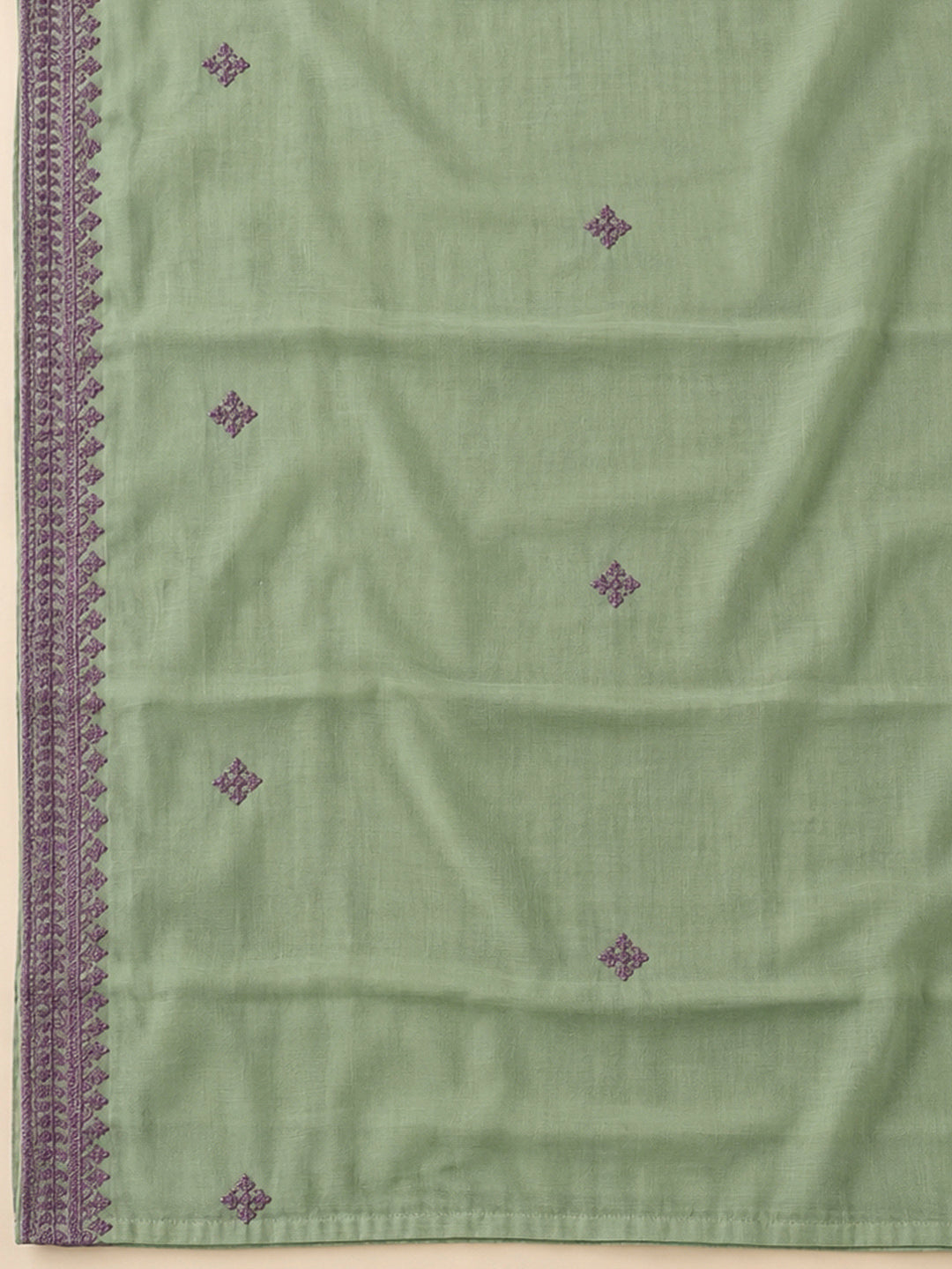 Aqua Green Chanderi Embroidered Unstitched Dress Material