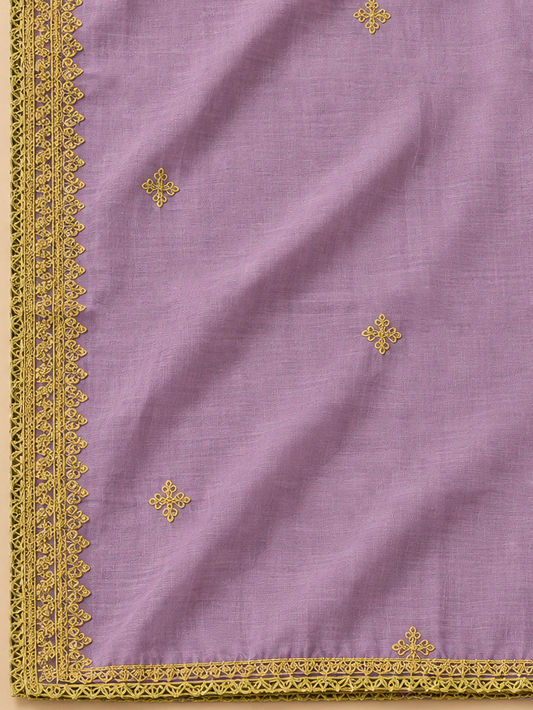 Purple Chanderi Embroidered Unstitched Dress Material