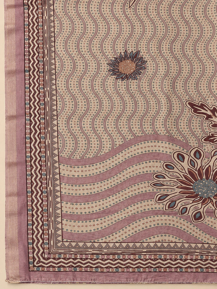 Onion Pink Chanderi Embroidered Unstitched Dress Material