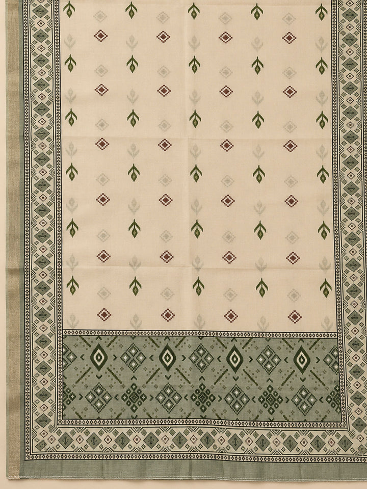 Aqua Chanderi Embroidered Unstitched Dress Material