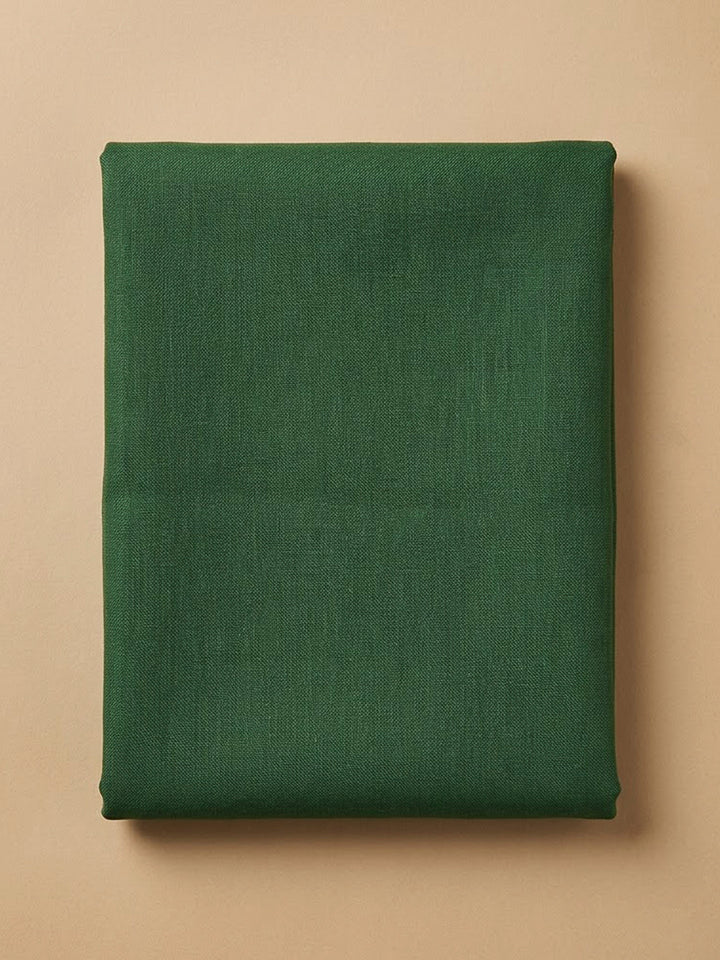 Bottle Green Linen Blend Embroidered Unstitched Dress Material