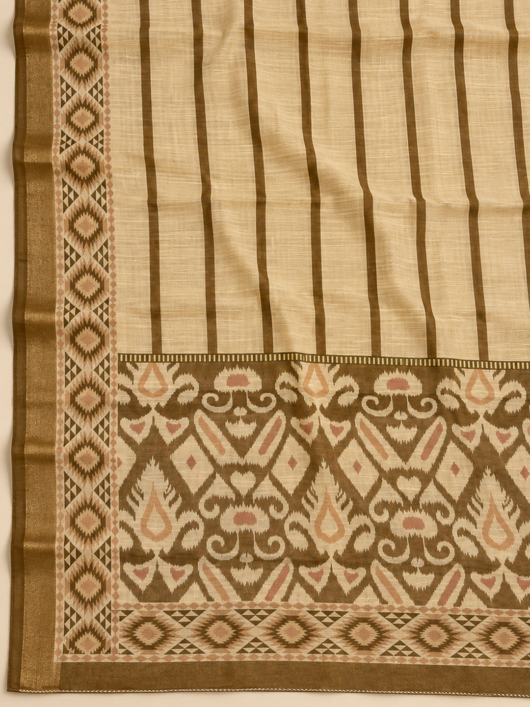 Mehndi Linen Blend Embroidered Unstitched Dress Material
