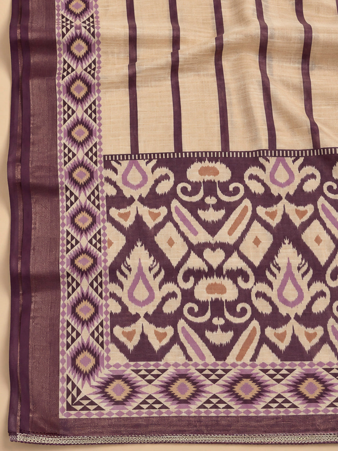 Purple Linen Blend Embroidered Unstitched Dress Material