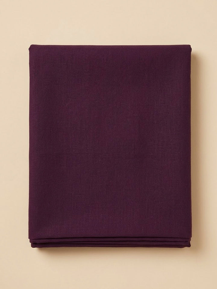 Purple Linen Blend Embroidered Unstitched Dress Material