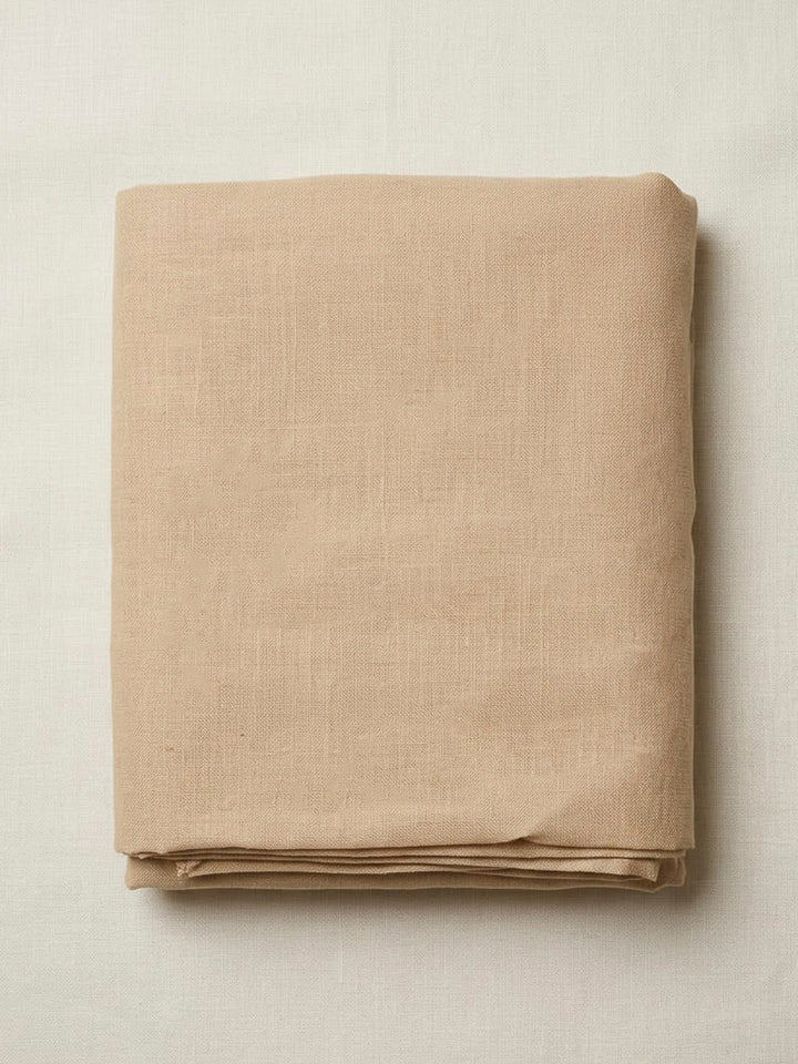 Beige Chanderi Embroidered Unstitched Dress Material