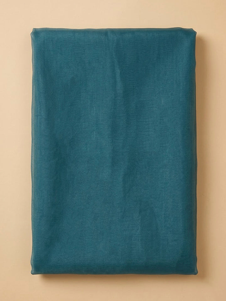 Blue Organza Embroidered Unstitched Dress Material