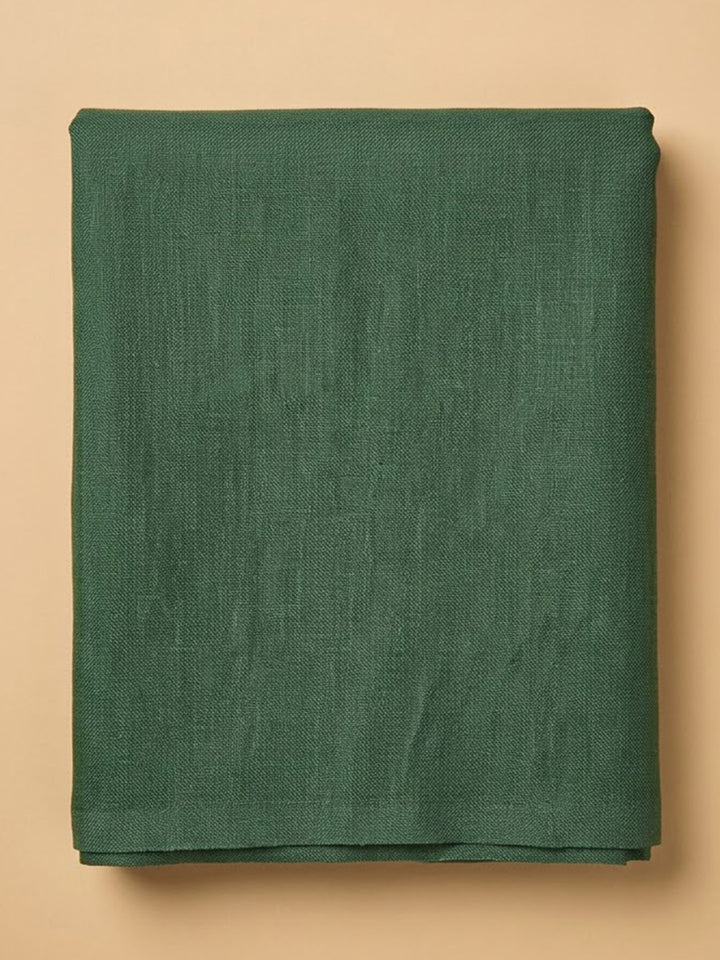 Bottle-Green Linen Blend Embroidered Unstitched Dress Material