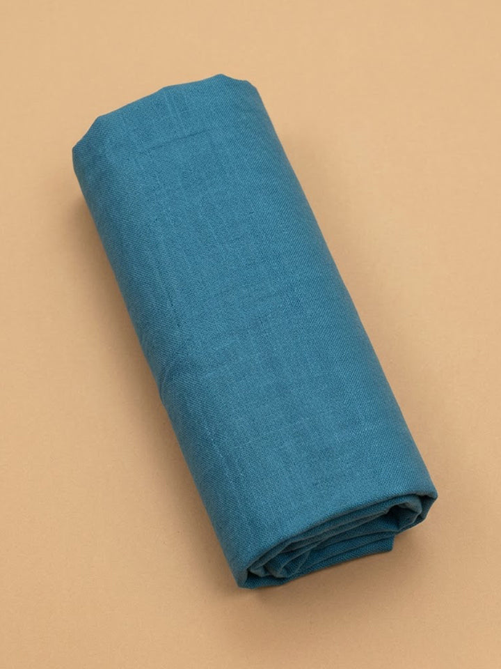 Blue Linen Blend Printed Unstitched Dress Material