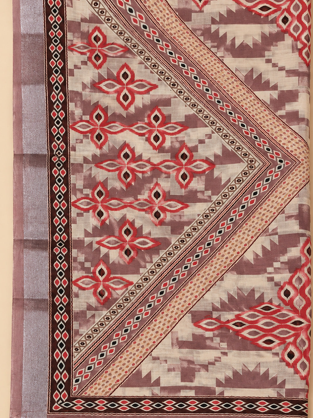 Onion Pink Linen Blend Printed Unstitched Dress Material