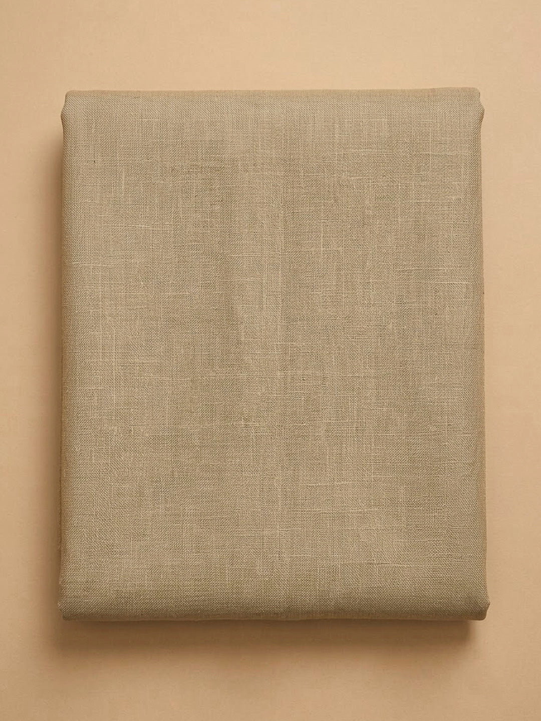 Beige Linen Blend Embroidered Unstitched Dress Material