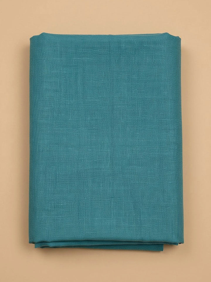 Blue Linen Blend Embroidered Unstitched Dress Material