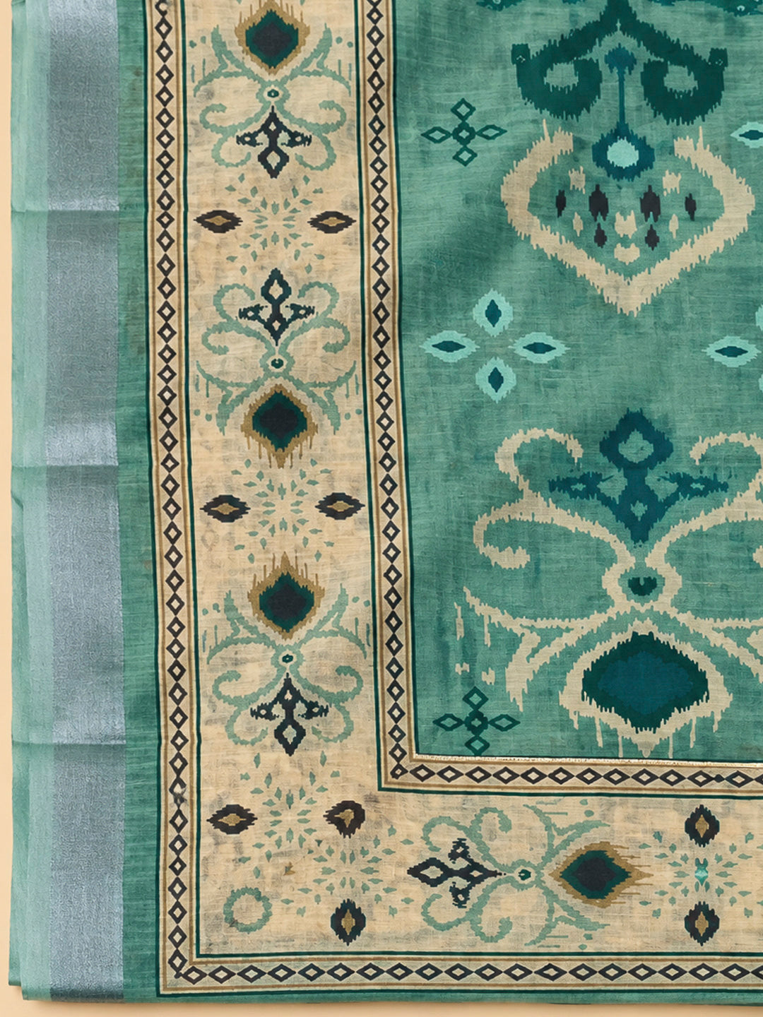 Sea Green Linen Blend Embroidered Unstitched Dress Material