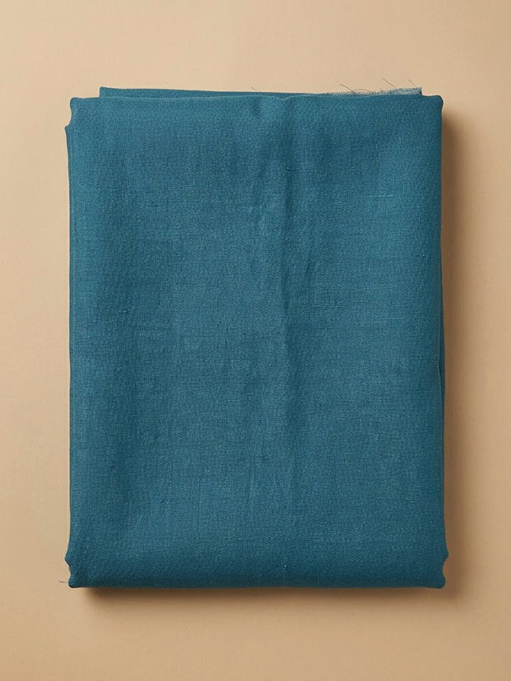 Blue Linen Blend Embroidered Unstitched Dress Material