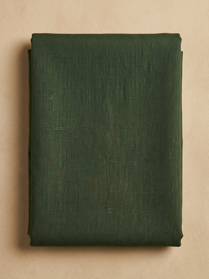 Green Linen Blend Embroidered Unstitched Dress Material