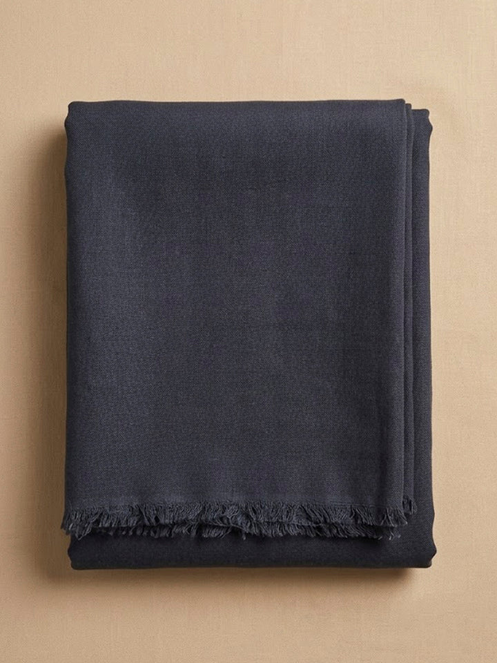 Grey Linen Blend Embroidered Unstitched Dress Material