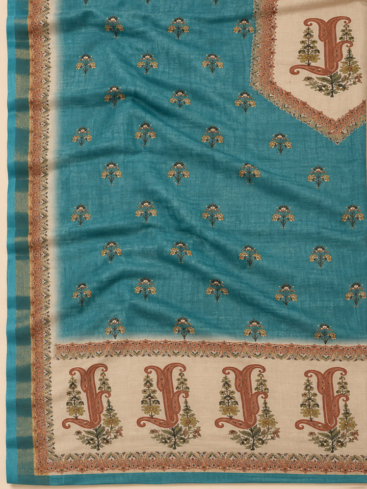 Firozee Linen Blend Embroidered Unstitched Dress Material