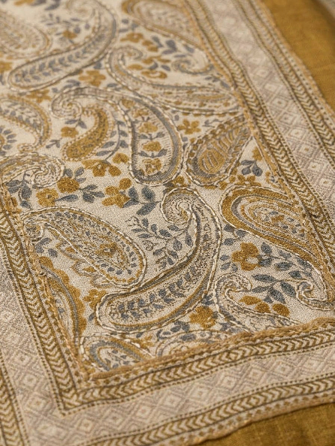 Mehndi Cotton Blend Printed Unstitched Dress Material