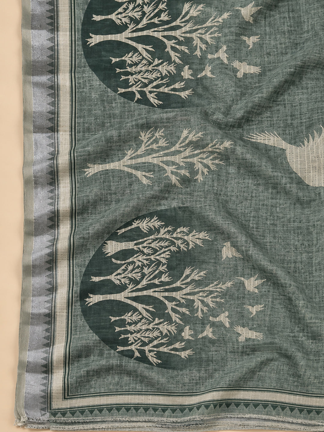 Grey Linen Blend Embroidered Unstitched Dress Material
