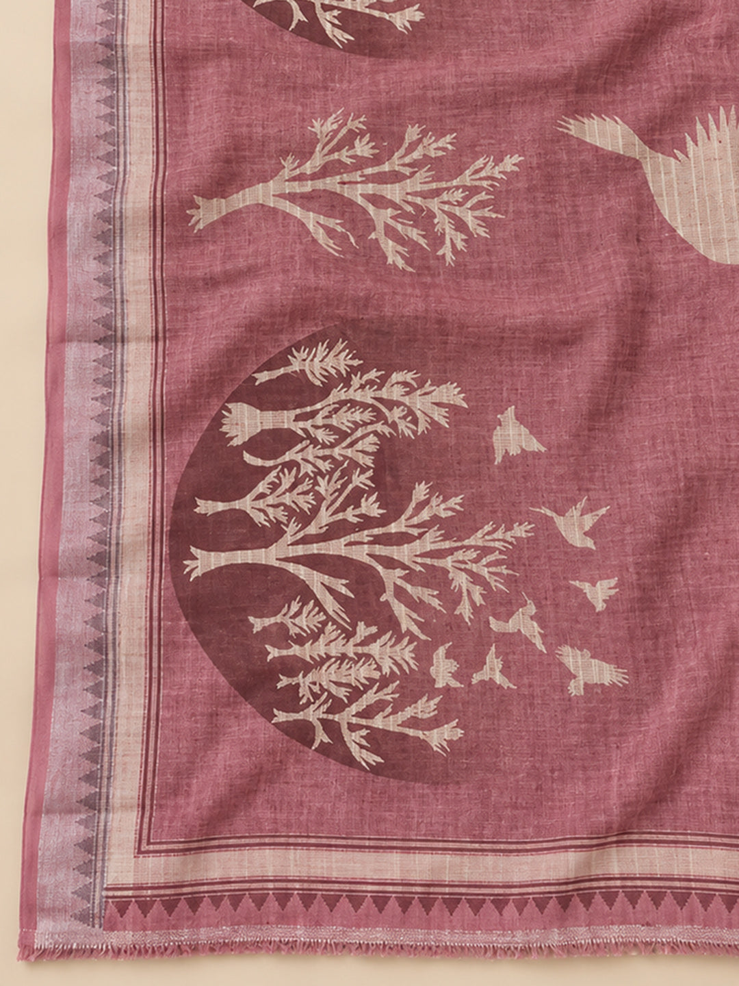 Onion Pink Linen Blend Embroidered Unstitched Dress Material